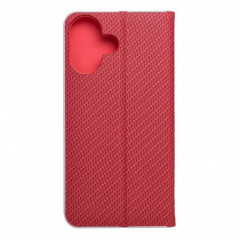 Peňaženkové puzdro LUNA Book Carbon na Apple iPhone 16 Uhlíkové vlákno, Elegant  Červený