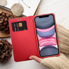Peňaženkové puzdro LUNA Book Carbon na Apple iPhone 16 Pro Max Uhlíkové vlákno, Elegant  Červený