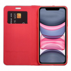 Peňaženkové puzdro LUNA Book Carbon na Apple iPhone 16 Pro Max Uhlíkové vlákno, Elegant  Červený