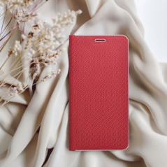 Peňaženkové puzdro LUNA Book Carbon na Apple iPhone 16 Pro Max Uhlíkové vlákno, Elegant  Červený