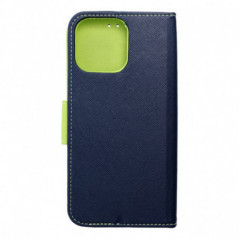 Peňaženkový obal Fancy Book na Apple iPhone 16 Pro Max Námornícka modrá / Limetkovo zelený