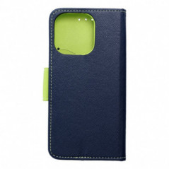 Peňaženkový obal Fancy Book na Apple iPhone 16 Pro Námornícka modrá / Limetkovo zelený