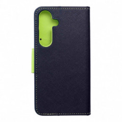 Peňaženkový obal Fancy Book na Samsung Galaxy S25 Námornícka modrá / Limetkovo zelený