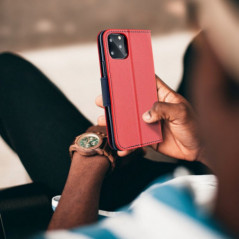 Peňaženkový obal Fancy Book na Samsung Galaxy S25 Plus Červený / Námornícka modrá
