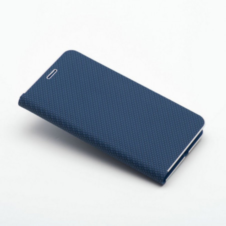 Peňaženkové puzdro LUNA Book Carbon na Samsung Galaxy S25 Uhlíkové vlákno, Elegant Modrý
