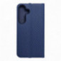 Peňaženkové puzdro LUNA Book Carbon na Samsung Galaxy S25 Uhlíkové vlákno, Elegant  Modrý