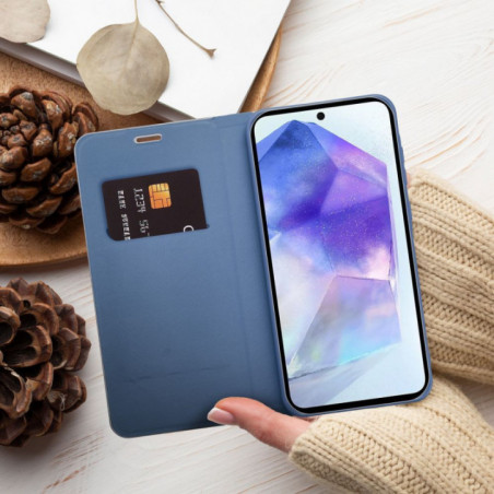 Peňaženkové puzdro LUNA Book Carbon na Samsung Galaxy S25 Ultra Uhlíkové vlákno, Elegant  Modrý