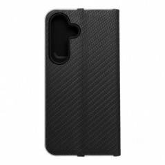 Peňaženkové puzdro LUNA Book Carbon na Samsung Galaxy S25 Uhlíkové vlákno, Elegant  Čierny
