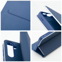Peňaženkové puzdro LUNA Book Carbon na Samsung Galaxy A36 Uhlíkové vlákno, Elegant  Modrý
