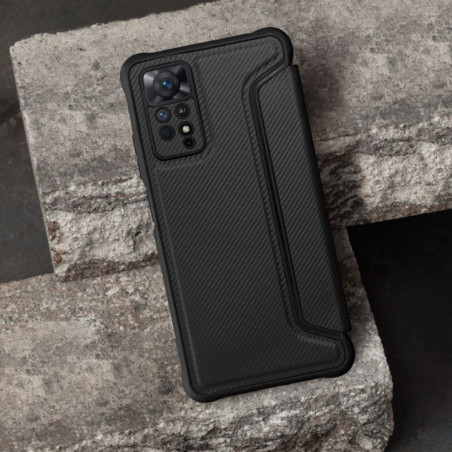 Peňaženkové puzdro Razor Book na XIAOMI Redmi Note 14 5G Uhlíkové vlákno, Karbónový vzor  Čierny