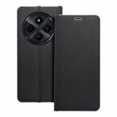 Peňaženkové puzdro LUNA Book Carbon na XIAOMI Redmi 14C Uhlíkové vlákno, Elegant  Čierny