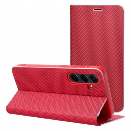 Peňaženkové puzdro LUNA Book Carbon na XIAOMI Redmi Note 14 5G Uhlíkové vlákno, Elegant  Červený