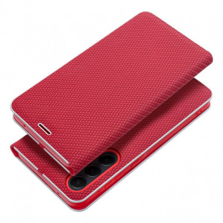 Peňaženkové puzdro LUNA Book Carbon na XIAOMI Redmi Note 14 5G Uhlíkové vlákno, Elegant  Červený