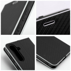 Peňaženkové puzdro LUNA Book Carbon na XIAOMI Redmi Note 14 4G Uhlíkové vlákno, Elegant Čierny