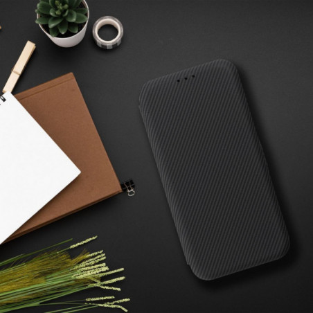 Peňaženkové puzdro FOLIO Side Magnet na Samsung Galaxy S25 Ultra Elegant, Karbónový vzor Čierny
