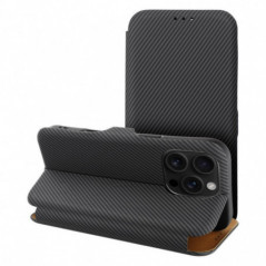 Peňaženkové puzdro FOLIO Side Magnet na Apple iPhone 16 Plus Elegant, Karbónový vzor  Čierny