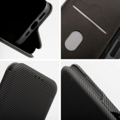 Peňaženkové puzdro FOLIO Side Magnet na Apple iPhone 16 Pro Max Elegant, Karbónový vzor  Čierny