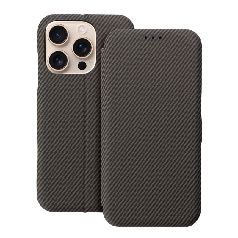 Peňaženkové puzdro FOLIO Side Magnet na Apple iPhone 14 Pro Elegant, Karbónový vzor Hnedý Peňaženkové puzdro FOLIO Side Magnet na Apple iPhone 14 Pro Elegant, Karbónový vzor Hnedý