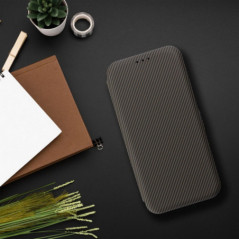 Peňaženkové puzdro FOLIO Side Magnet na Samsung Galaxy S25 Ultra Elegant, Karbónový vzor Hnedý