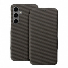 Peňaženkové puzdro FOLIO Side Magnet na Samsung Galaxy S25 Ultra Elegant, Karbónový vzor  Hnedý