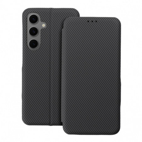 Peňaženkové puzdro FOLIO Side Magnet na Samsung Galaxy S25 Ultra Elegant, Karbónový vzor Šedý