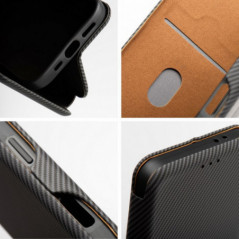 Peňaženkové puzdro FOLIO Side Magnet na Apple iPhone 16 Pro Max Elegant, Karbónový vzor  Šedý