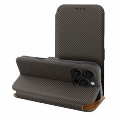 Peňaženkové puzdro FOLIO Side Magnet na Apple iPhone 16 Plus Elegant, Karbónový vzor  Hnedý