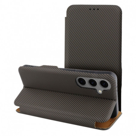 Peňaženkové puzdro FOLIO Side Magnet na Samsung Galaxy A56 Elegant, Karbónový vzor Hnedý