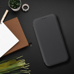 Peňaženkové puzdro FOLIO Side Magnet na XIAOMI Redmi A3 Elegant, Karbónový vzor  Šedý
