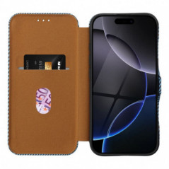 Peňaženkové puzdro FOLIO Side Magnet na Apple iPhone 14 Pro Elegant, Karbónový vzor  Modrý