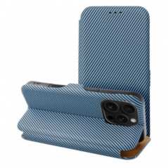 Peňaženkové puzdro FOLIO Side Magnet na Apple iPhone 14 Pro Elegant, Karbónový vzor  Modrý