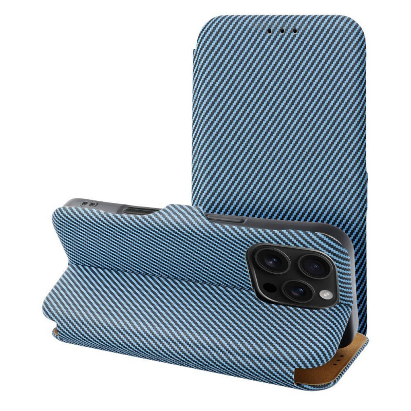 Peňaženkové puzdro FOLIO Side Magnet na Apple iPhone 16 Pro Max Elegant, Karbónový vzor Modrý Peňaženkové puzdro FOLIO Side Magnet na Apple iPhone 16 Pro Max Elegant, Karbónový vzor Modrý