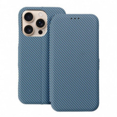 Peňaženkové puzdro FOLIO Side Magnet na Apple iPhone 16 Pro Max Elegant, Karbónový vzor  Modrý