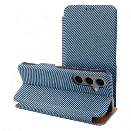 Peňaženkové puzdro FOLIO Side Magnet na Samsung Galaxy S25 Ultra Elegant, Karbónový vzor Modrý
