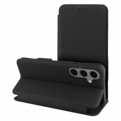 Peňaženkové puzdro FOLIO Side Magnet na Samsung Galaxy A26 Elegant, Karbónový vzor Čierny