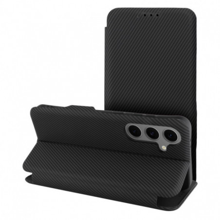 Peňaženkové puzdro FOLIO Side Magnet na Samsung Galaxy A26 Elegant, Karbónový vzor Čierny
