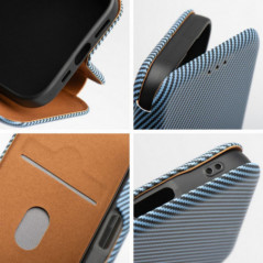 Peňaženkové puzdro FOLIO Side Magnet na XIAOMI Redmi A3 Elegant, Karbónový vzor  Modrý
