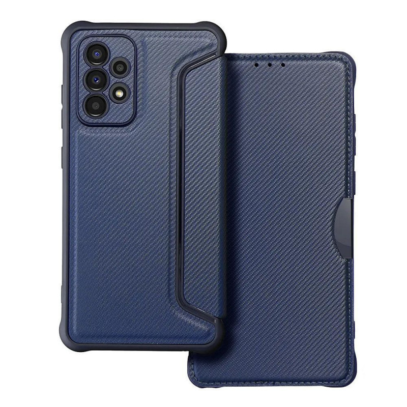 Peňaženkové puzdro Razor Book na Samsung Galaxy A53 5G Uhlíkové vlákno, Karbónový vzor  Modrý