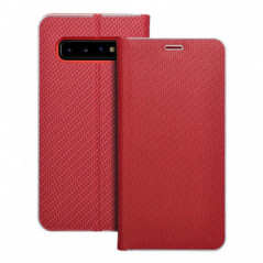 Peňaženkové puzdro LUNA Book Carbon na Samsung Galaxy S10 Uhlíkové vlákno, Elegant  Červený