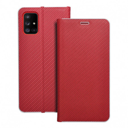 Peňaženkové puzdro LUNA Book Carbon na Samsung Galaxy A71 LTE Uhlíkové vlákno, Elegant  Červený