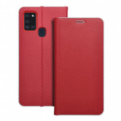 Peňaženkové puzdro LUNA Book Carbon na Samsung Galaxy A21s Uhlíkové vlákno, Elegant  Červený