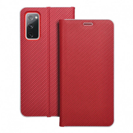 Peňaženkové puzdro LUNA Book Carbon na Samsung Galaxy S20 FE Uhlíkové vlákno, Elegant Červený