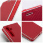 Peňaženkové puzdro LUNA Book Carbon na Samsung Galaxy A12 Uhlíkové vlákno, Elegant  Červený