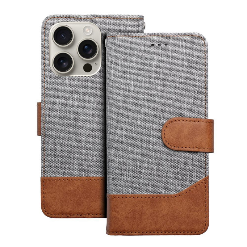 Peňaženkové puzdro JEANS na Apple iPhone 16e Elegant Šedý Peňaženkové puzdro JEANS na Apple iPhone 16e Elegant Šedý