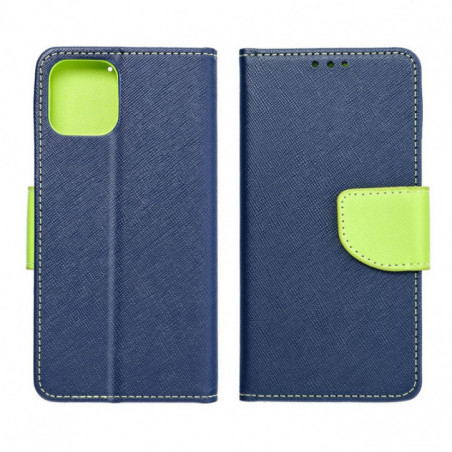 Peňaženkový obal Fancy Book na XIAOMI Redmi Note 14 4G Námornícka modrá / Limetkovo zelený
