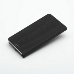 Peňaženkové puzdro LUNA Book Carbon na Apple iPhone 16e Uhlíkové vlákno, Elegant  Čierny