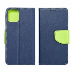Peňaženkový obal Fancy Book na XIAOMI Redmi Note 14 Pro 4G Námornícka modrá / Limetkovo zelený