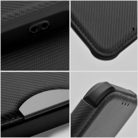 Peňaženkové puzdro Razor Book na XIAOMI Redmi Note 14 4G Uhlíkové vlákno, Karbónový vzor Čierny