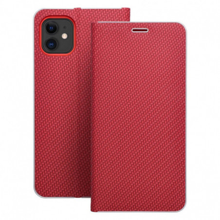 Peňaženkové puzdro LUNA Book Carbon na Apple iPhone 17 Pro Max Uhlíkové vlákno, Elegant Červený