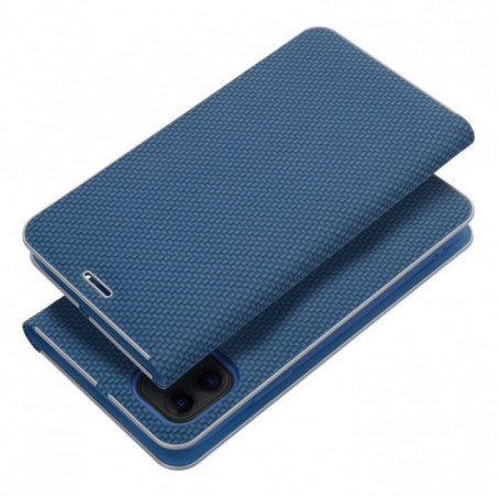 Peňaženkové puzdro LUNA Book Carbon na Apple iPhone 17 Air Uhlíkové vlákno, Elegant Modrý